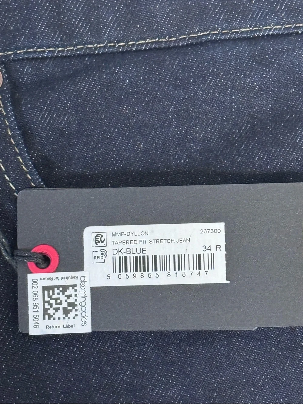 Ted Baker Dyllon Tapered Fit Stretch Jeans Dark Blue Mens Size 34R New With Tags